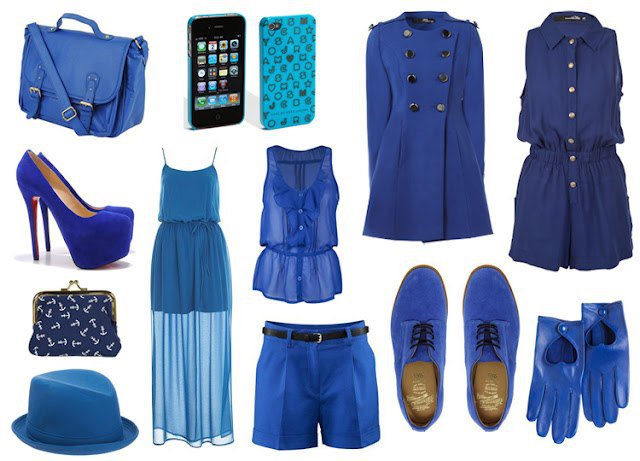 Модная одежда в синем, красивые сочетания