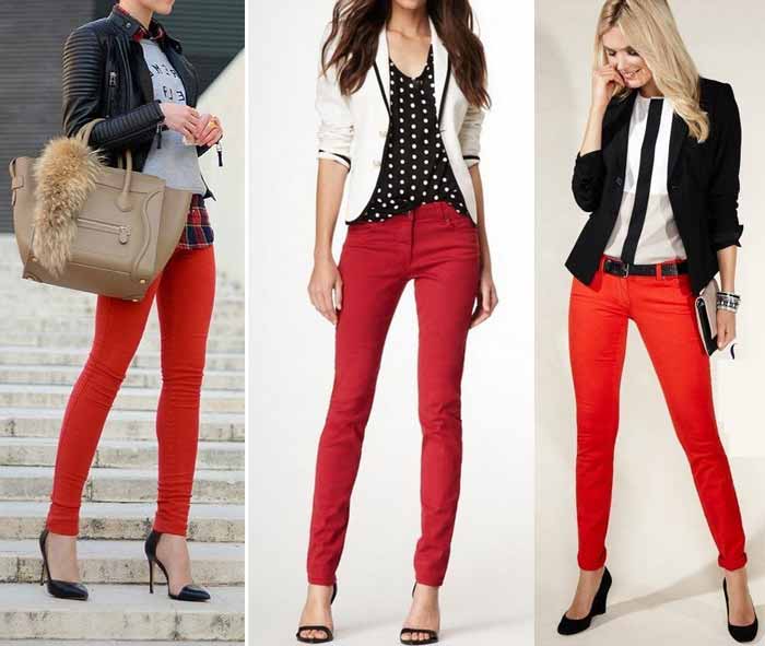 Какие виды женских красных джинсов можно найти и с чем их носить