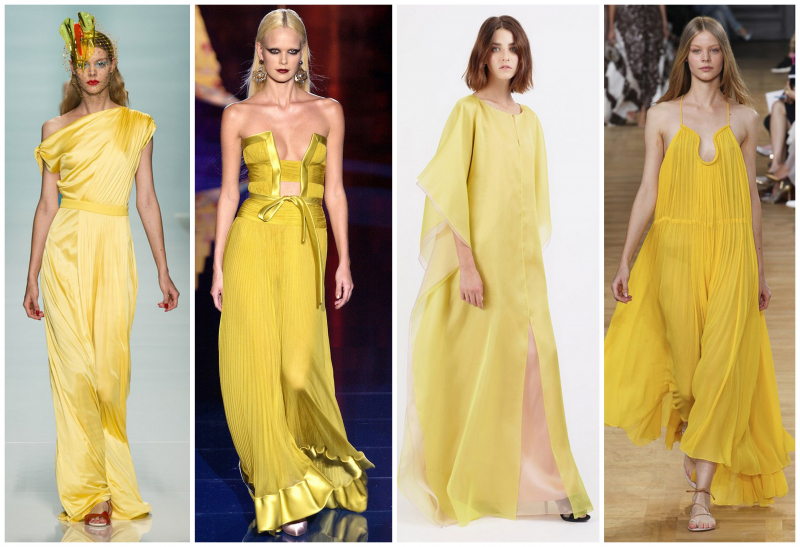 Особенности и правила сочетания желтого платья, выполненного в разных стилях